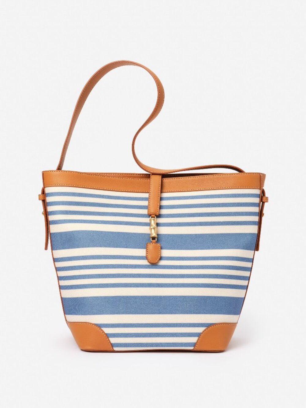 J McLaughlin The Crawford Handbag in Stripe - Sea Blue/Vachetta NEW